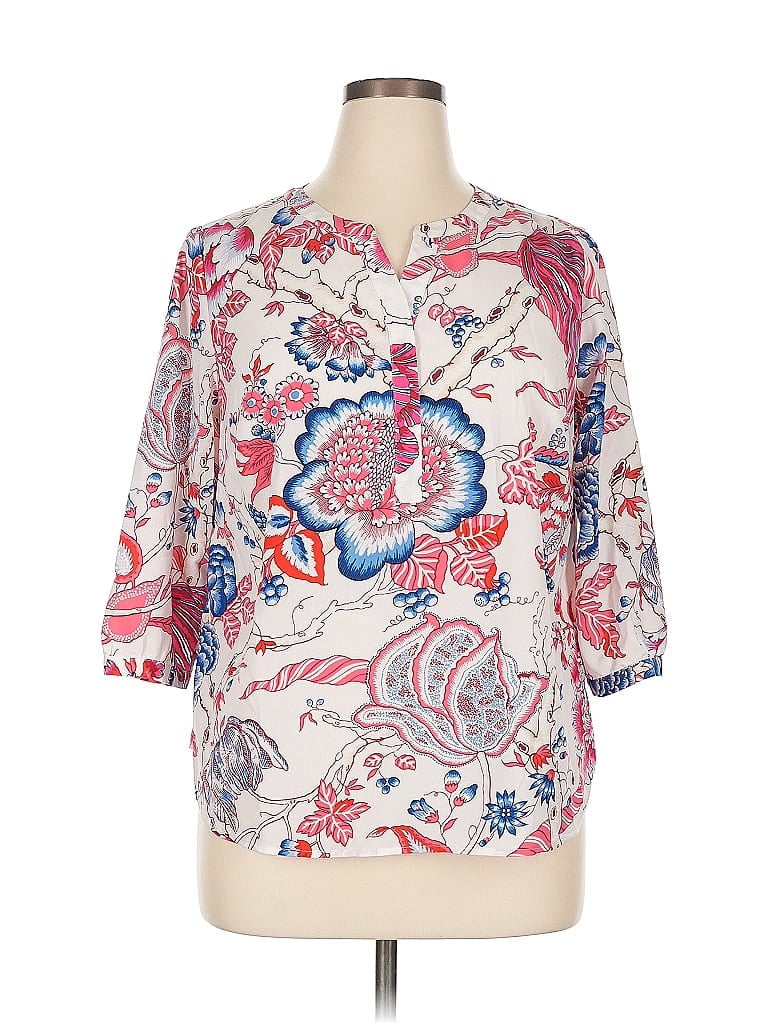 Pre-owned Talbots 3/4 Sleeve Blouse In White