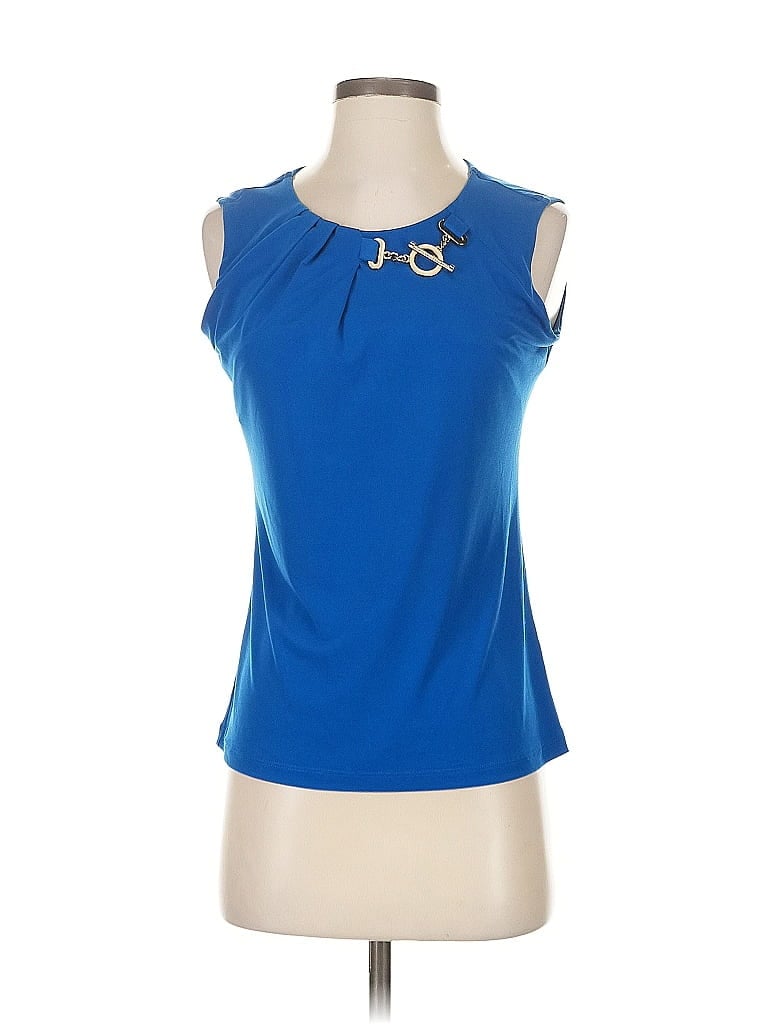 Pre-owned Ivanka Trump Sleeveless Top Blue Crew Neck Tops