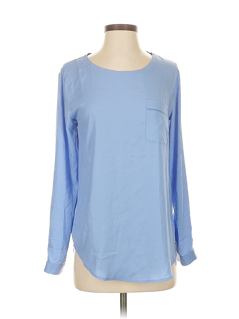 Pre-owned Ann Taylor Long Sleeve Blouse In Blue