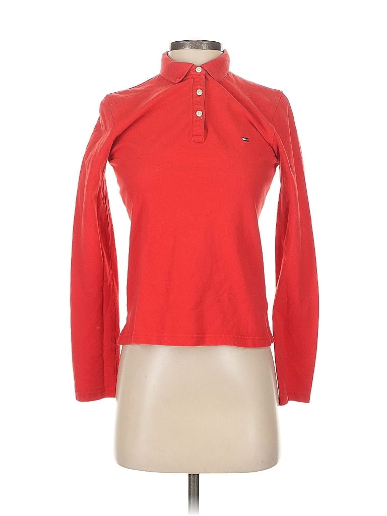Pre-owned Tommy Hilfiger Long Sleeve Polo Shirt In Red