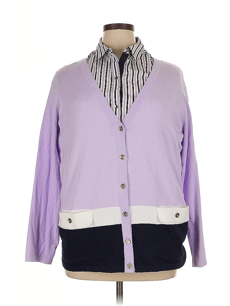 Pre-owned Jones New York Signature Cardigan Sweater In Purple