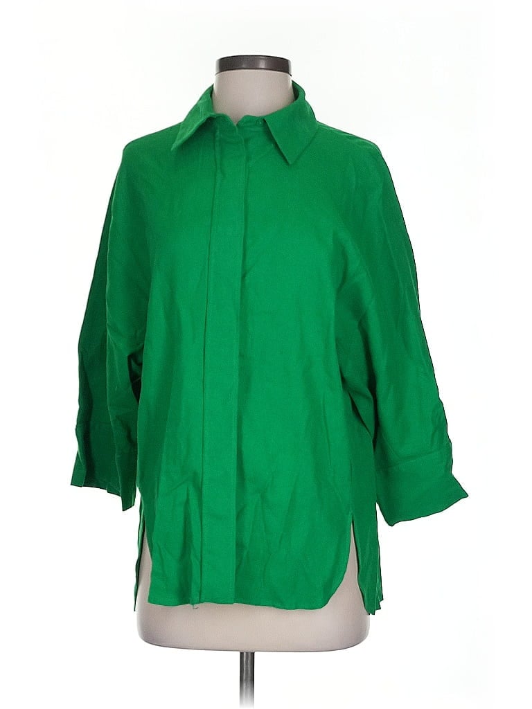 Click to view more detailed imagery on our partner's website Pre-owned Zara 3/4 Sleeve Button Down Shirt In Green