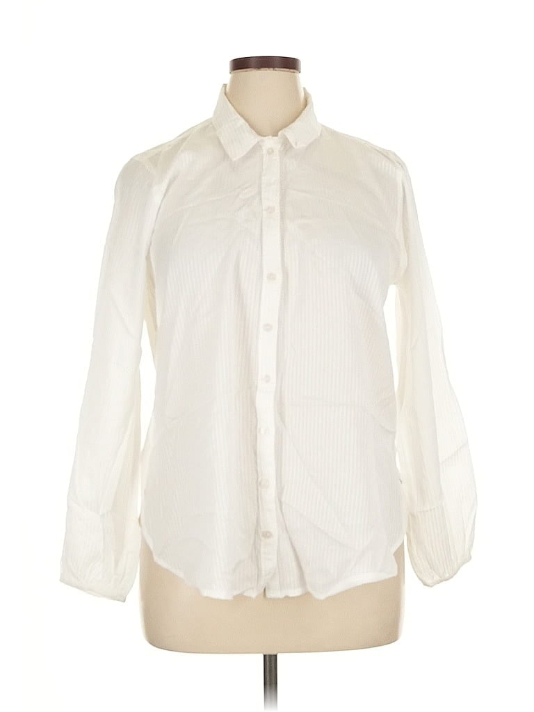 Pre-owned Abercrombie & Fitch Long Sleeve Button Down Shirt In White