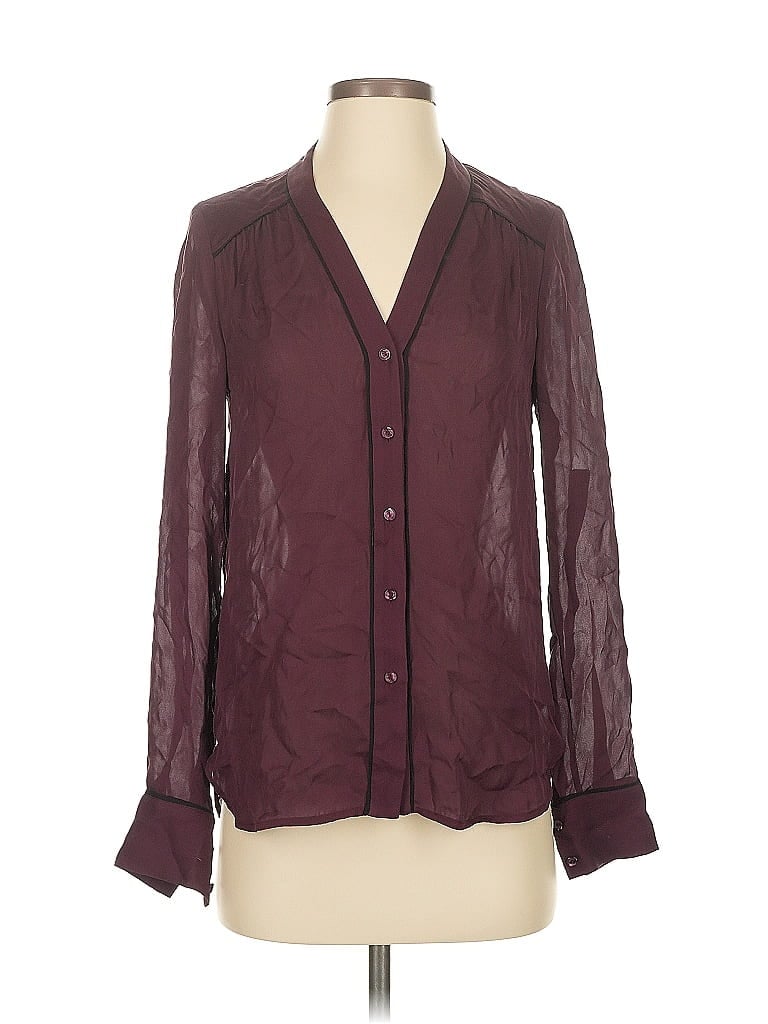 Pre-owned Vince Long Sleeve Blouse In Burgundy