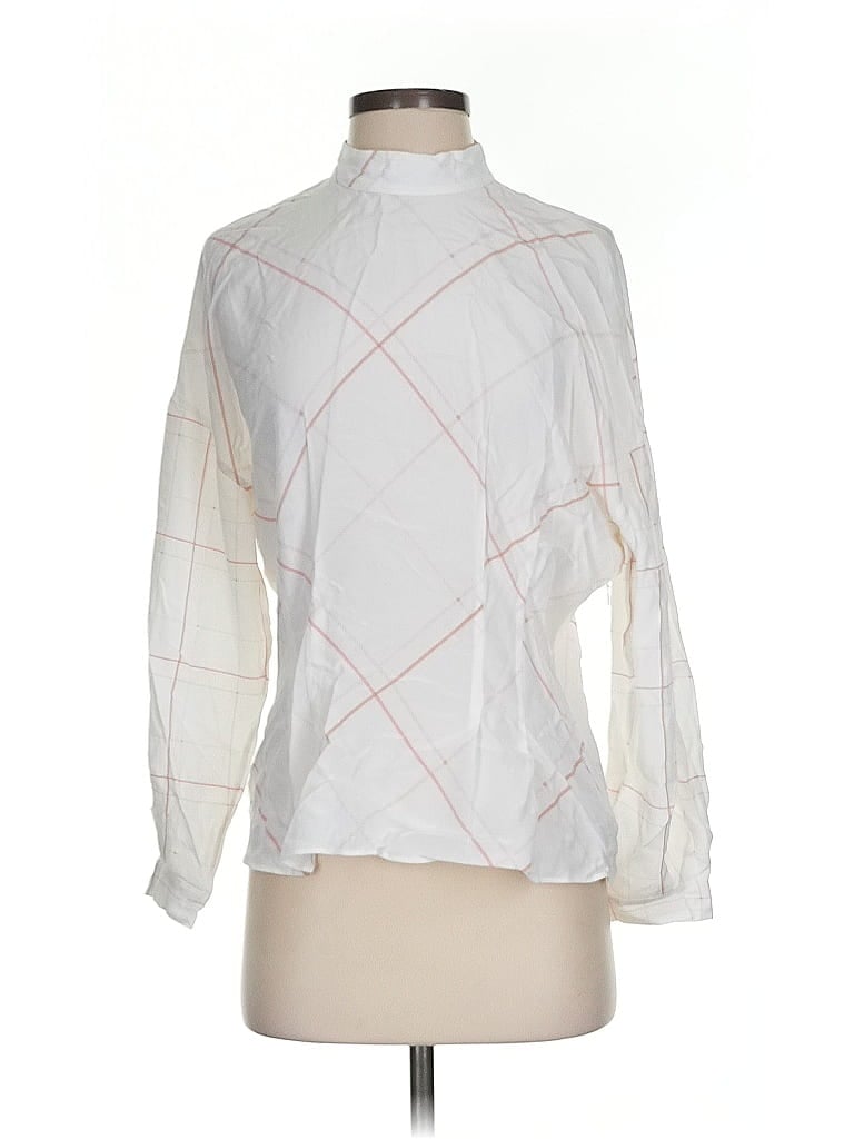 Pre-owned Massimo Dutti Long Sleeve Blouse In White
