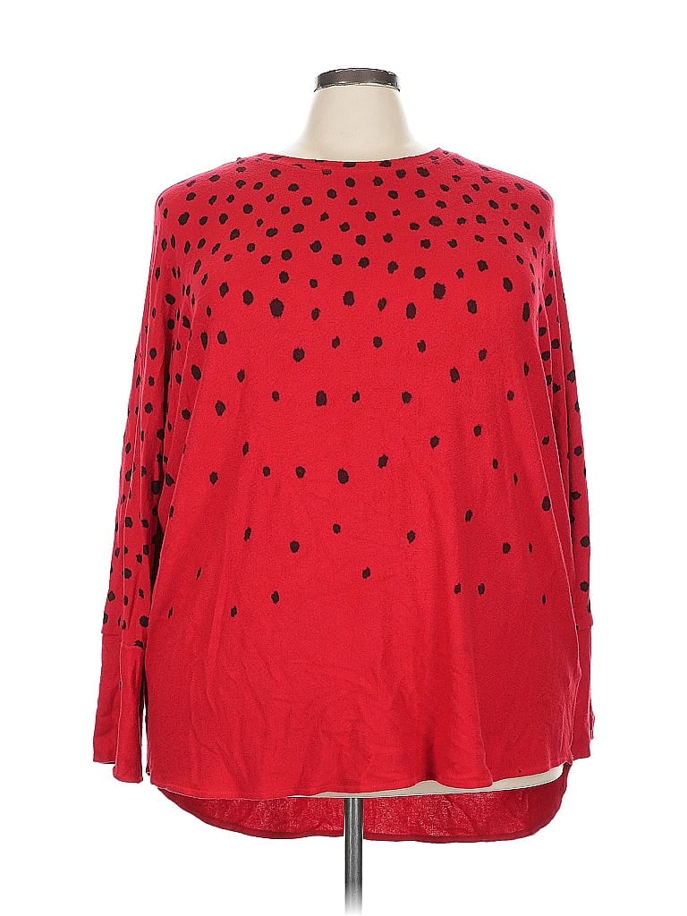 Pre-owned Westbound Long Sleeve Top Red Crew Neck Tops