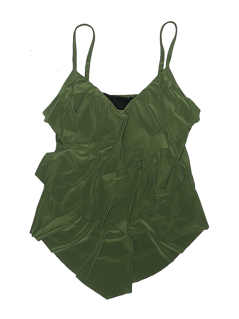 MAGICSUIT Pre-owned Swimsuit Top Green Solid Pattern Swimwear