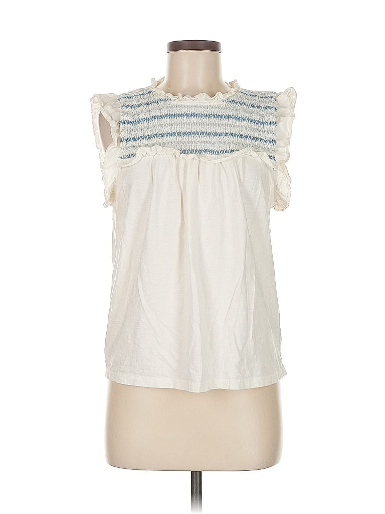 Pre-owned J.crew Factory Store Sleeveless Blouse In White