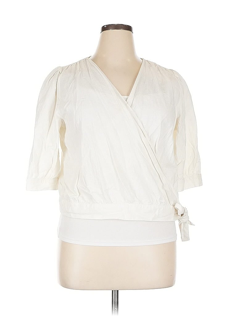 Pre-owned A.n.a. A New Approach 3/4 Sleeve Blouse In White