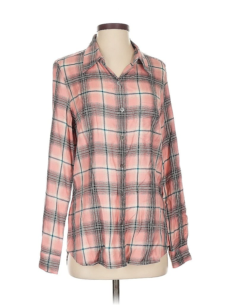 Pre-owned Karen Kane Long Sleeve Button Down Shirt In Pink
