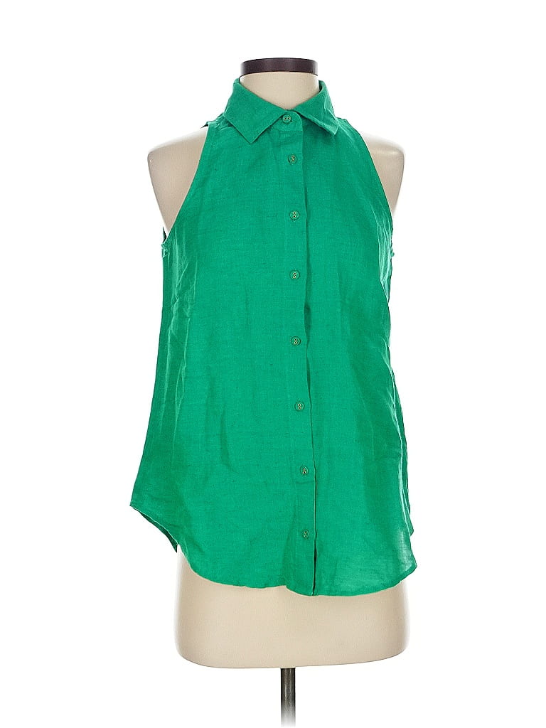 Pre-owned Boston Proper Sleeveless Button Down Shirt In Green