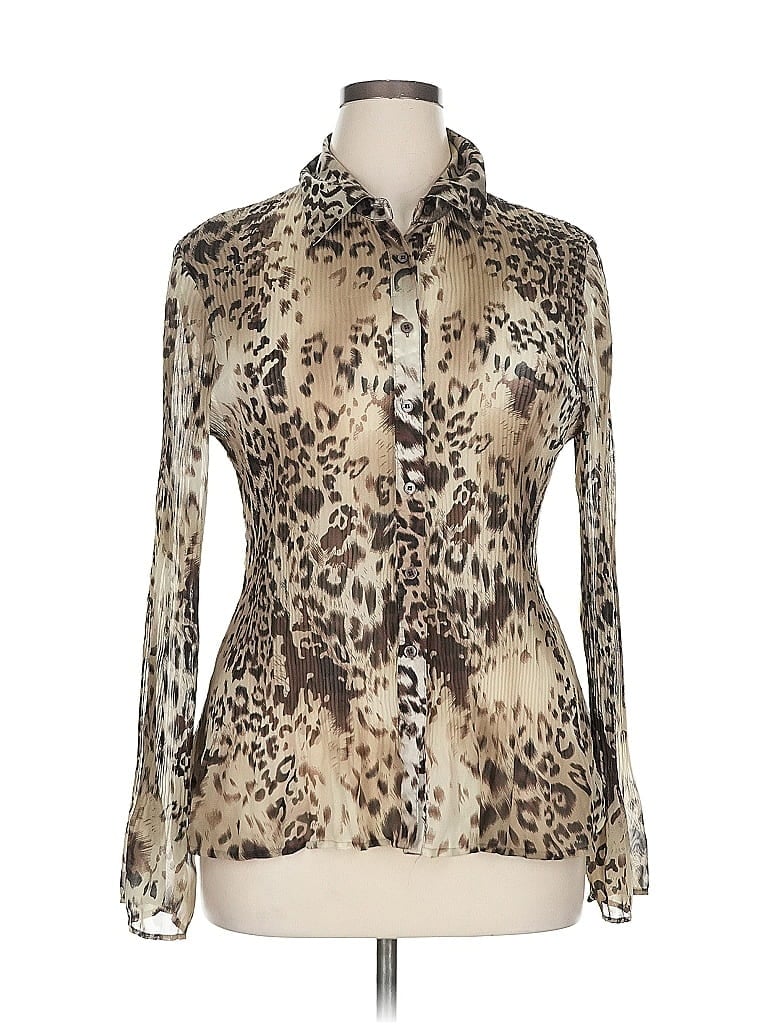 Pre-owned Apt. 9 Long Sleeve Blouse In Brown