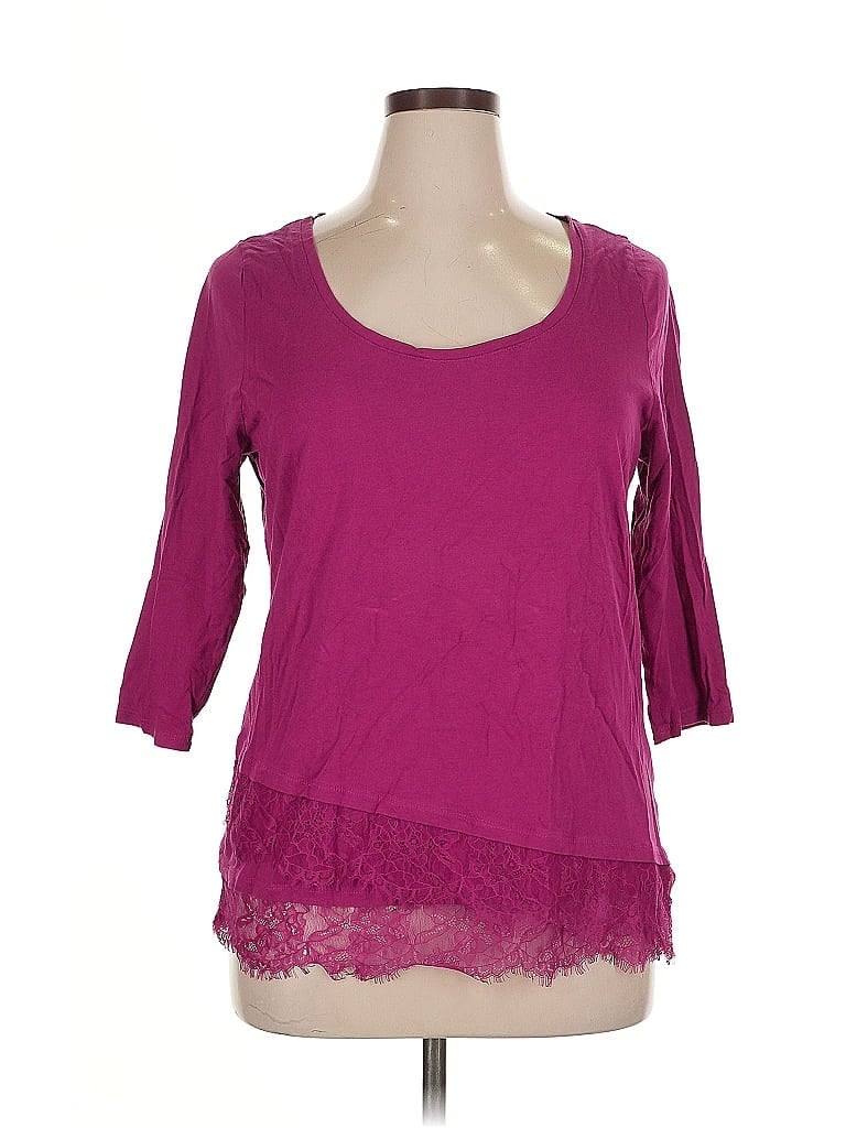 Pre-owned Lane Bryant 3/4 Sleeve Top Purple Scoop Neck Tops