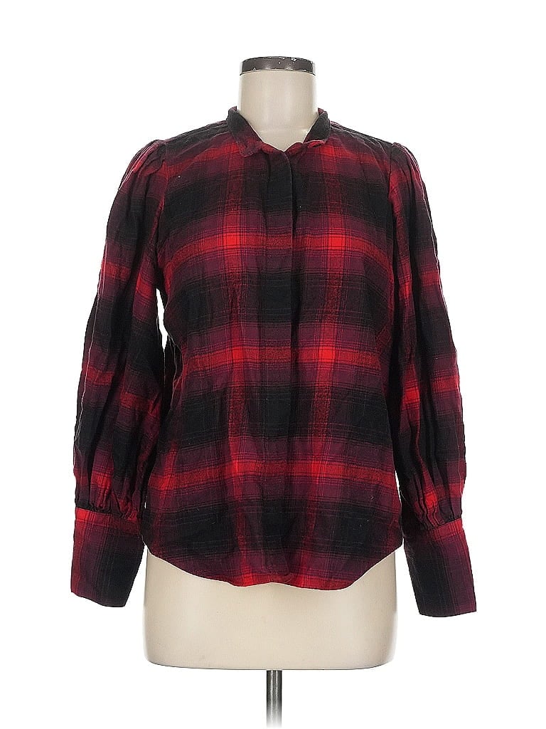 Pre-owned Banana Republic Long Sleeve Blouse In Red