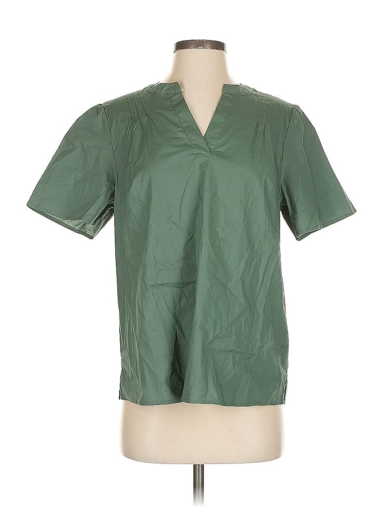 Pre-owned D&co. Short Sleeve Blouse In Green