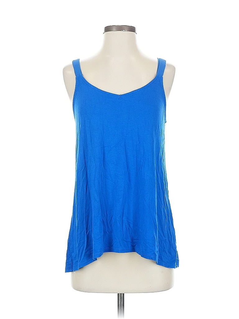 Pre-owned H By Halston Sleeveless Top Blue Scoop Neck Tops