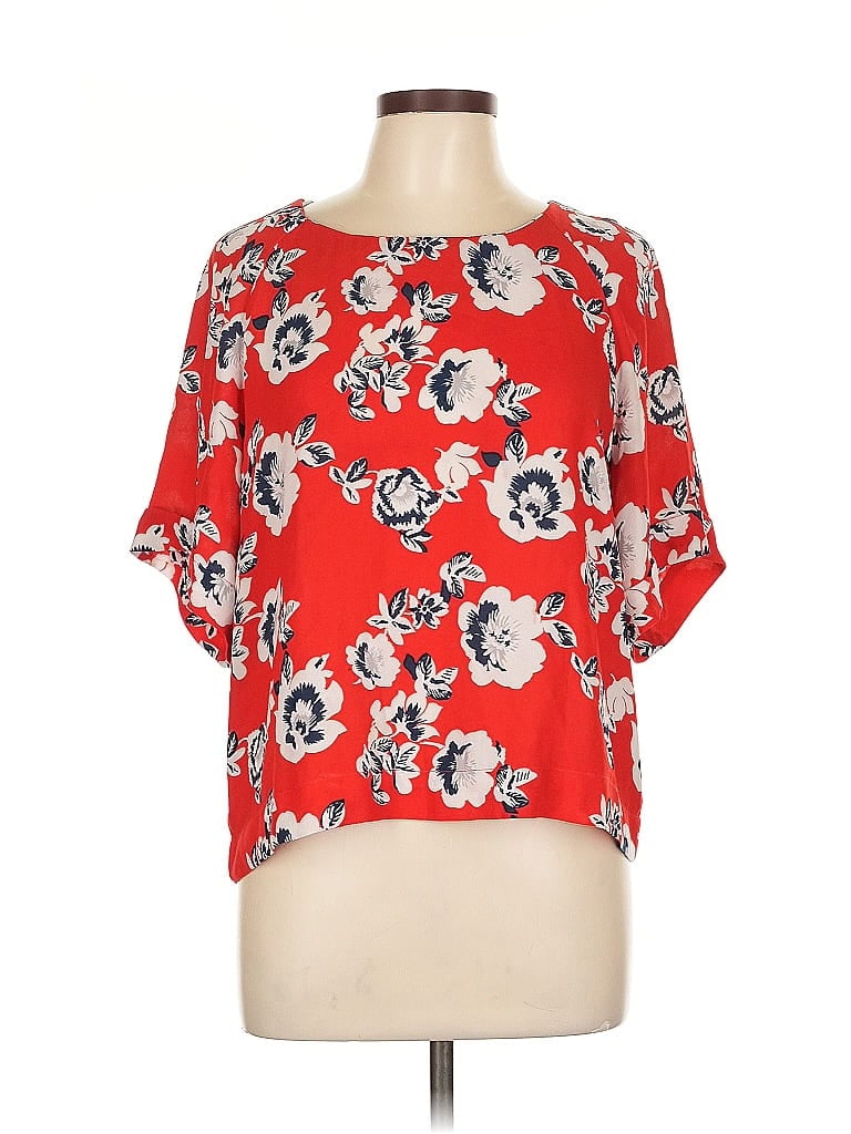 Pre-owned Bobeau Short Sleeve Blouse In Red