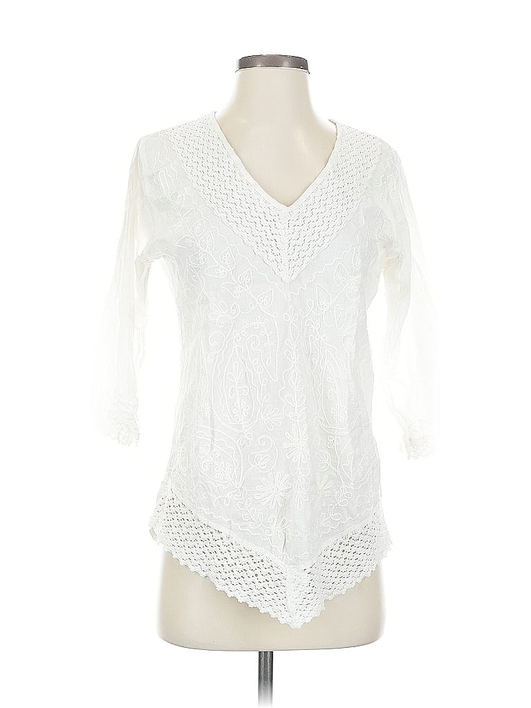 Pre-owned Unbranded 3/4 Sleeve Blouse In White
