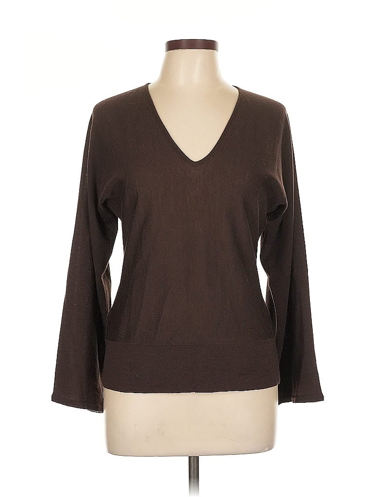 ANN TAYLOR Pre-owned 3/4 Sleeve Top Brown V Neck Tops