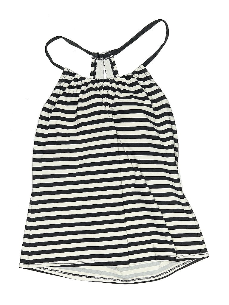 Pre-owned Kona Sol Swimsuit Top Black Stripes Pattern Swimwear