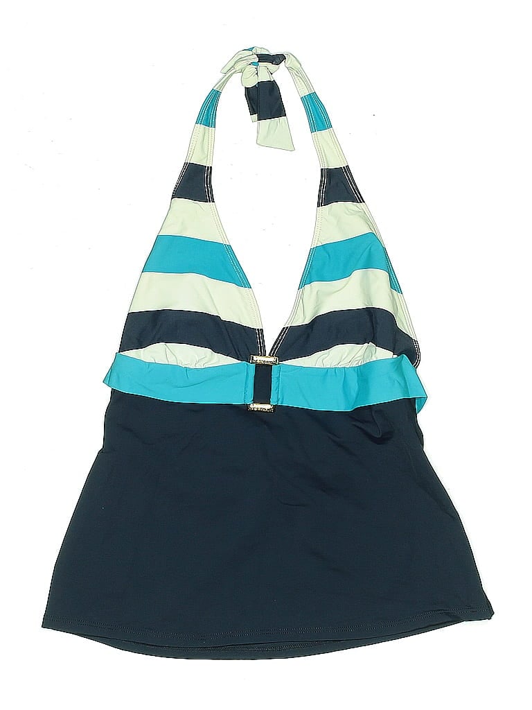 Pre-owned Polo Ralph Lauren Swimsuit Top Blue Stripes Pattern Swimwear