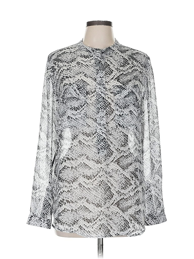 Pre-owned Banana Republic Long Sleeve Blouse In Silver