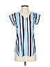 Express Stripes Blue Short Sleeve Blouse Size XS - photo 1