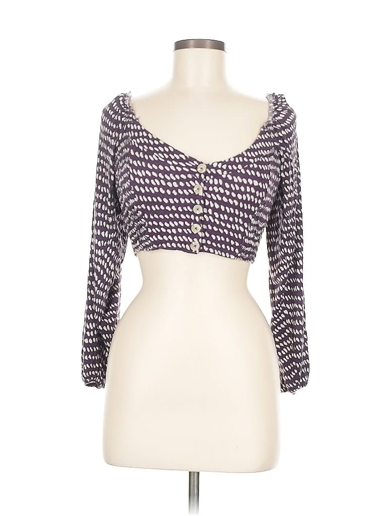 Pre-owned Urban Outfitters 3/4 Sleeve Top Purple Sweetheart Neckline Tops