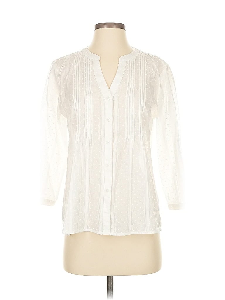 Pre-owned Talbots 3/4 Sleeve Blouse In White
