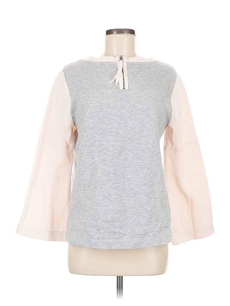 Pre-owned Ann Taylor Long Sleeve Top Gray Crew Neck Tops