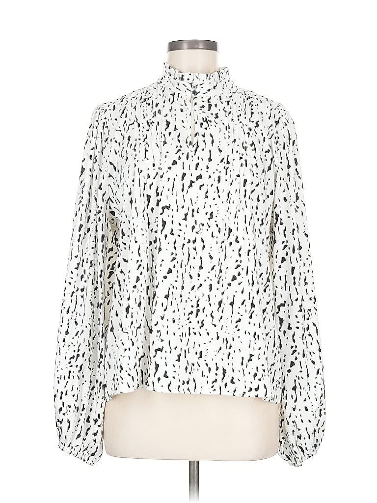 Pre-owned Maison D' Amelie Long Sleeve Blouse In White