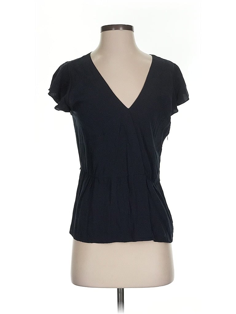 Pre-owned J. By J.crew Short Sleeve Top Black V Neck Tops