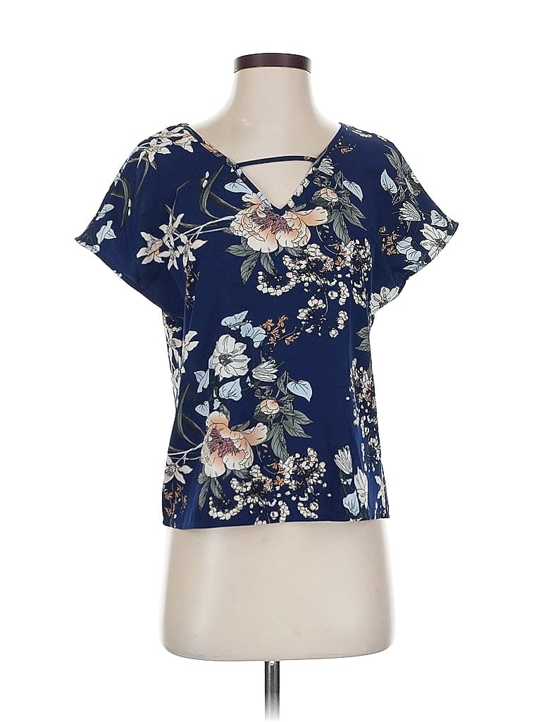 Pre-owned Unbranded Short Sleeve Blouse In Blue