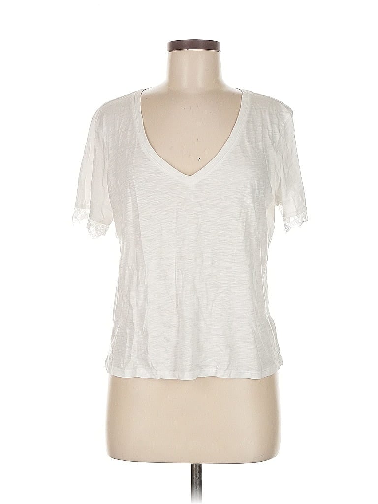 Pre-owned Express Short Sleeve Top White V Neck Tops