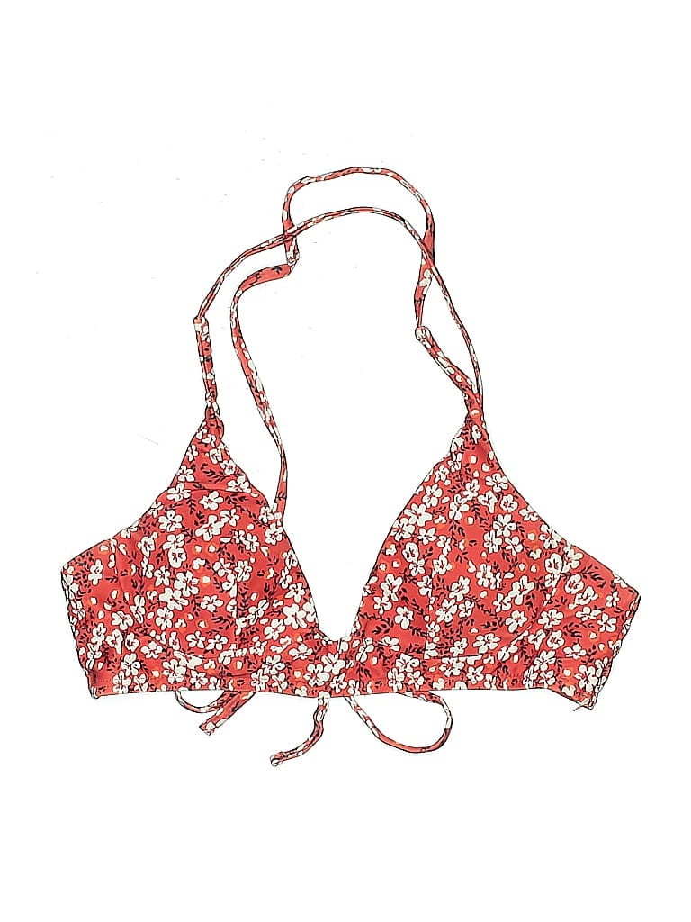 Pre-owned Zaful Swimsuit Top Red Floral Pattern Swimwear