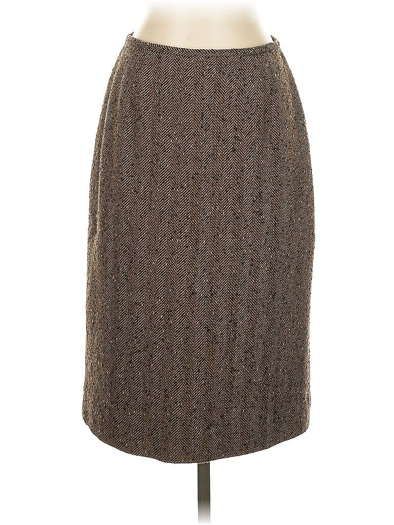 Pre-owned Dana Buchman Wool Skirt In Brown
