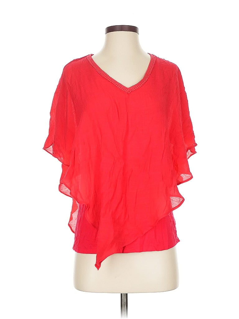 Pre-owned Apt. 9 Short Sleeve Blouse In Red