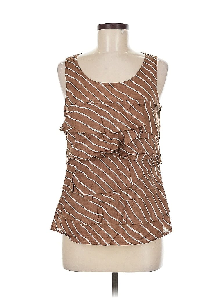 Pre-owned Ann Taylor Factory Tank Top Brown One Shoulder Neckline Tops