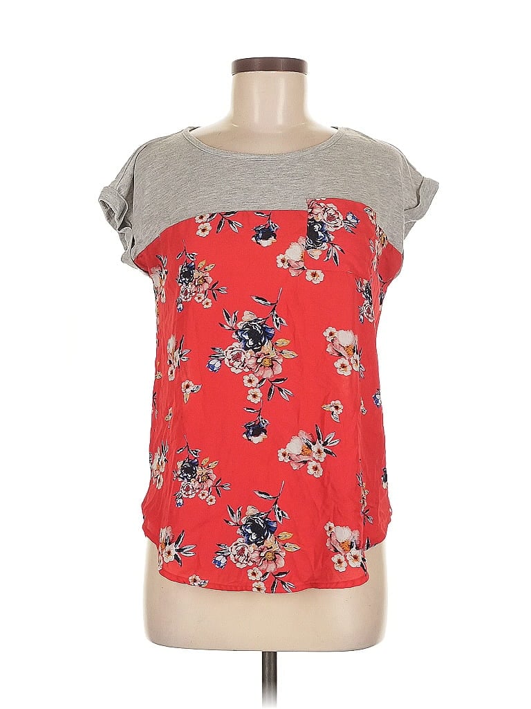 Pre-owned Rewind Short Sleeve Top Red Scoop Neck Tops