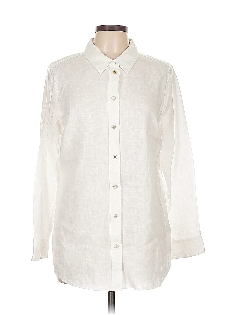 Pre-owned Soft Surroundings Long Sleeve Button Down Shirt In White