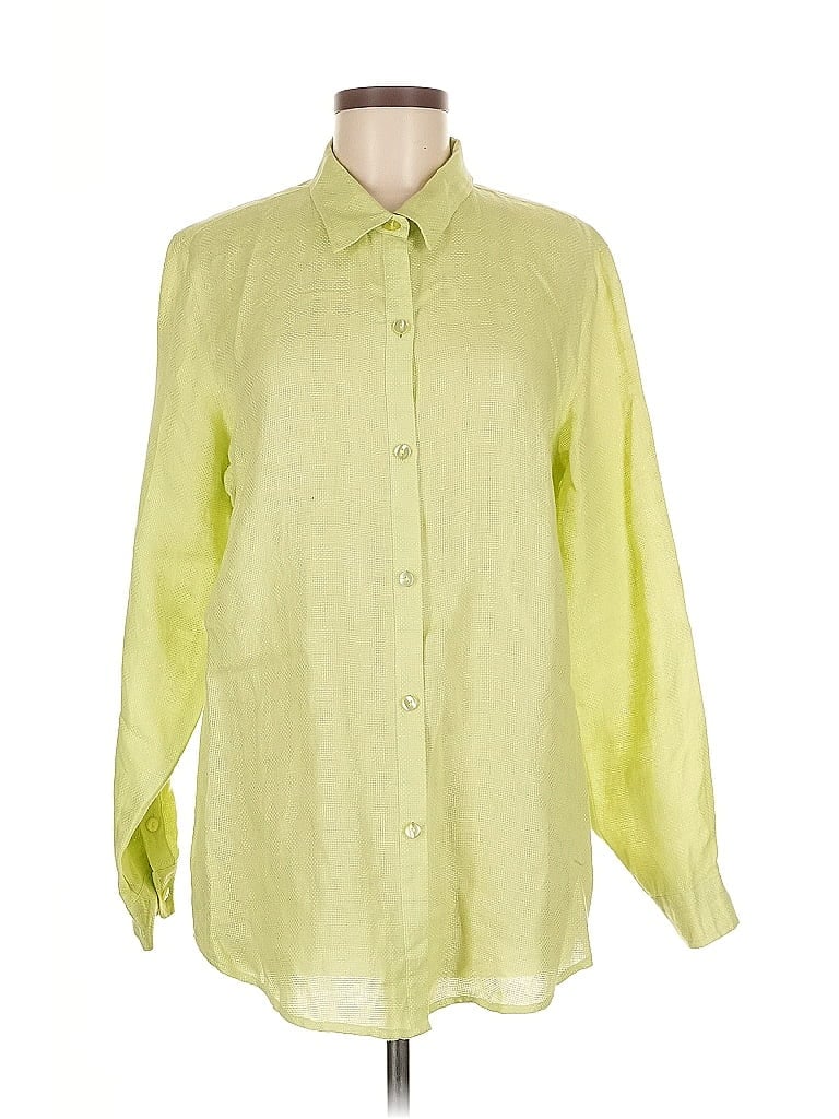 Pre-owned Coldwater Creek Long Sleeve Button Down Shirt In Green