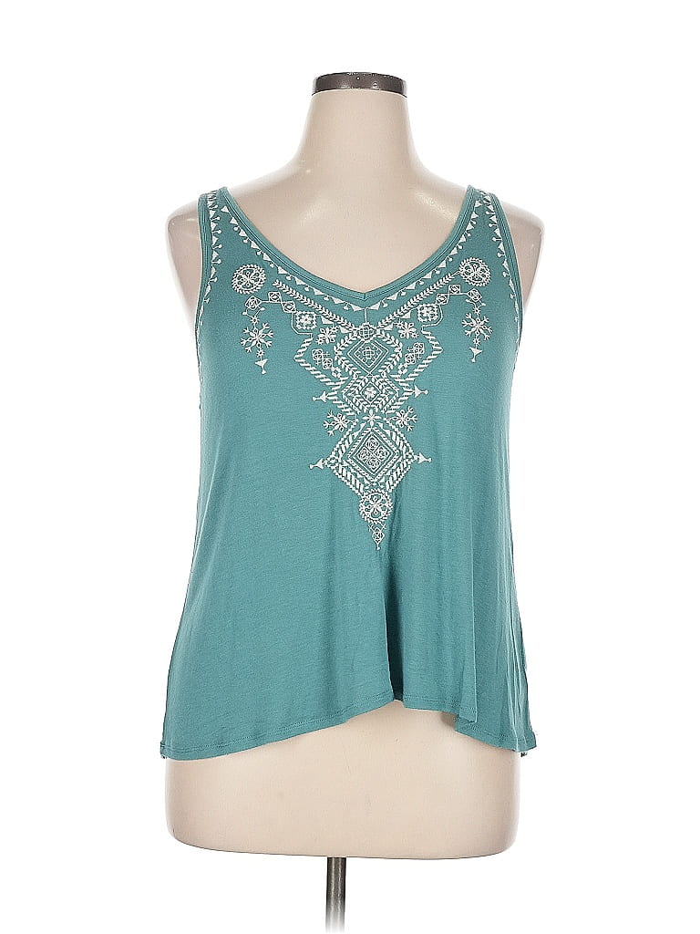 EYESHADOW Pre-owned Tank Top Teal Plunge Neckline Tops In Blue