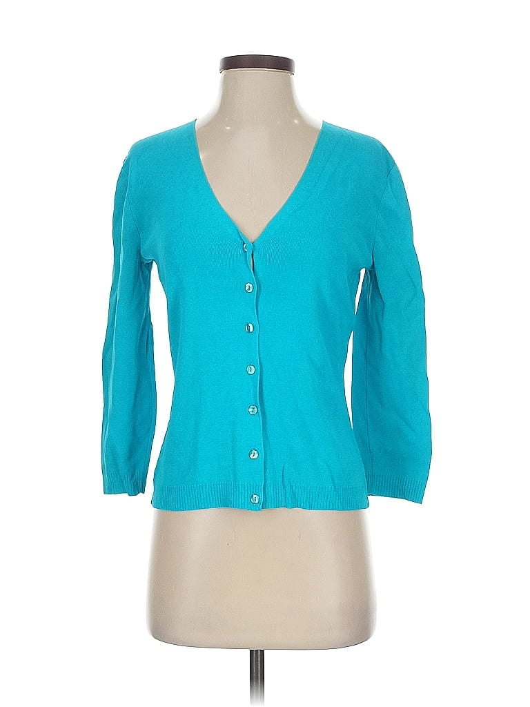 Pre-owned Cable & Gauge Cardigan Sweater In Blue