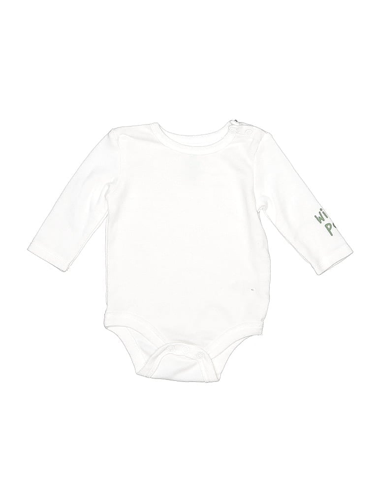 Pre-owned Disney Baby Babies' Long Sleeve Onesie In White