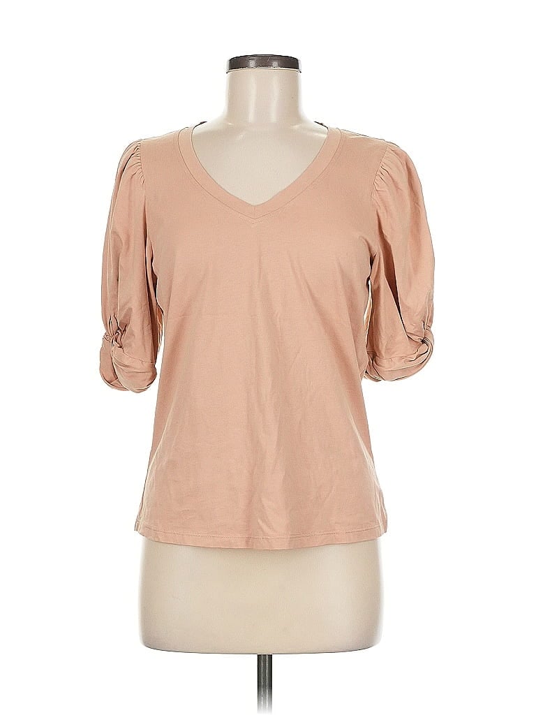 Pre-owned 7 For All Mankind 3/4 Sleeve T-shirt In Brown