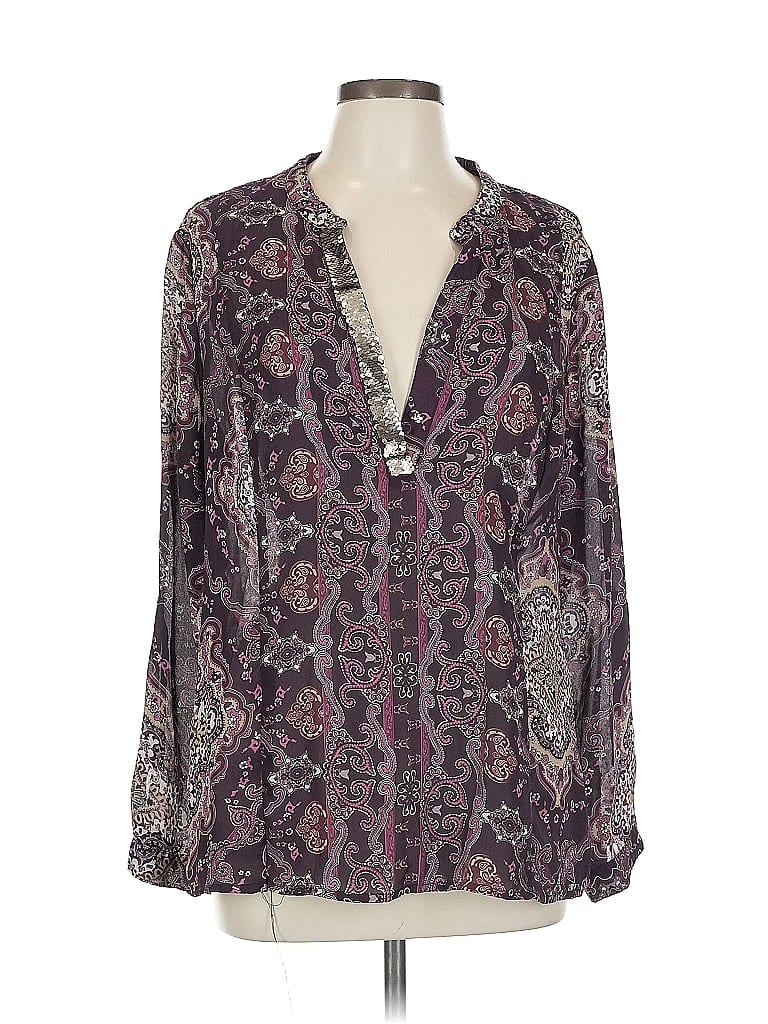 Pre-owned Dressbarn Long Sleeve Blouse In Purple