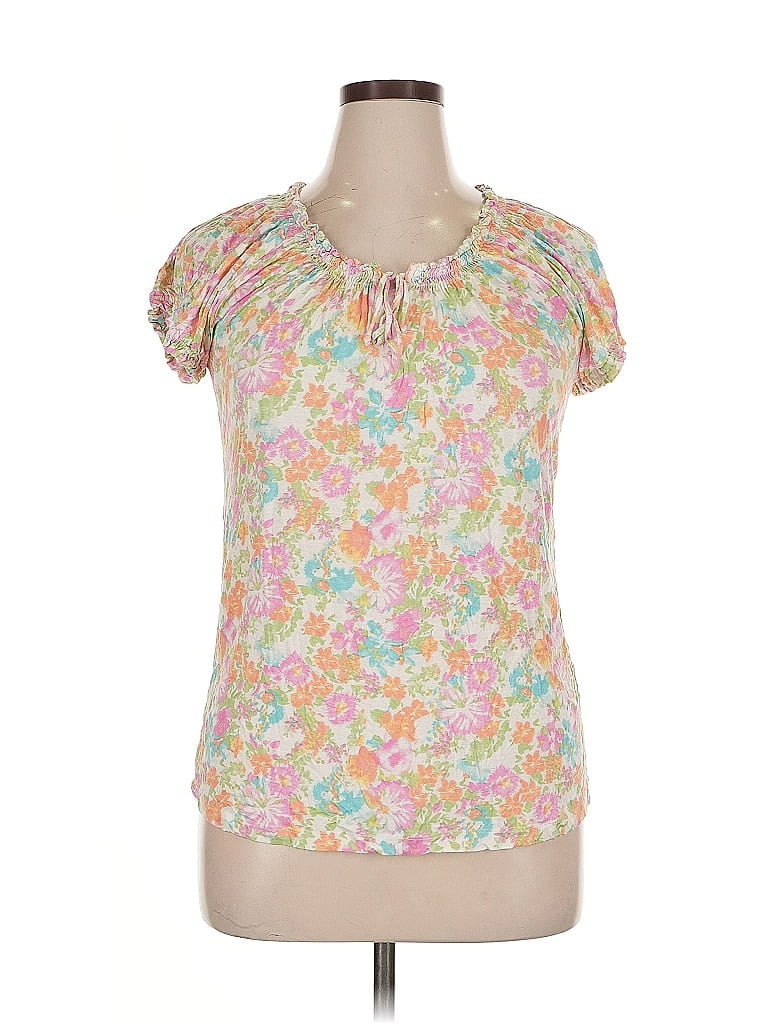 Pre-owned Chaps Short Sleeve Blouse In Pink