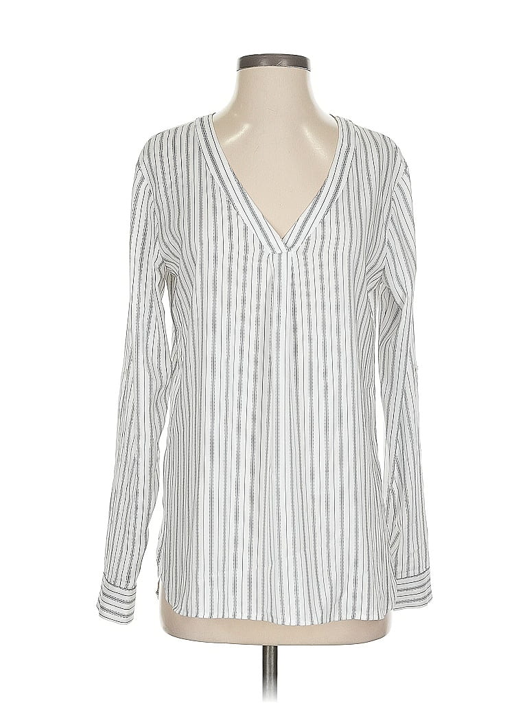 Pre-owned Ann Taylor Long Sleeve Blouse In Silver