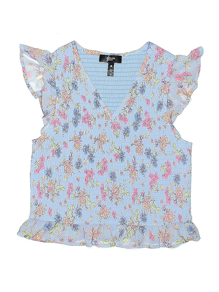 Pre-owned Aqua Kids' Short Sleeve Blouse In Blue