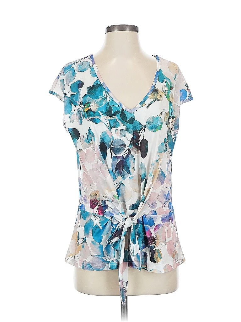 Pre-owned Lily By Firmiana Short Sleeve Blouse In Blue